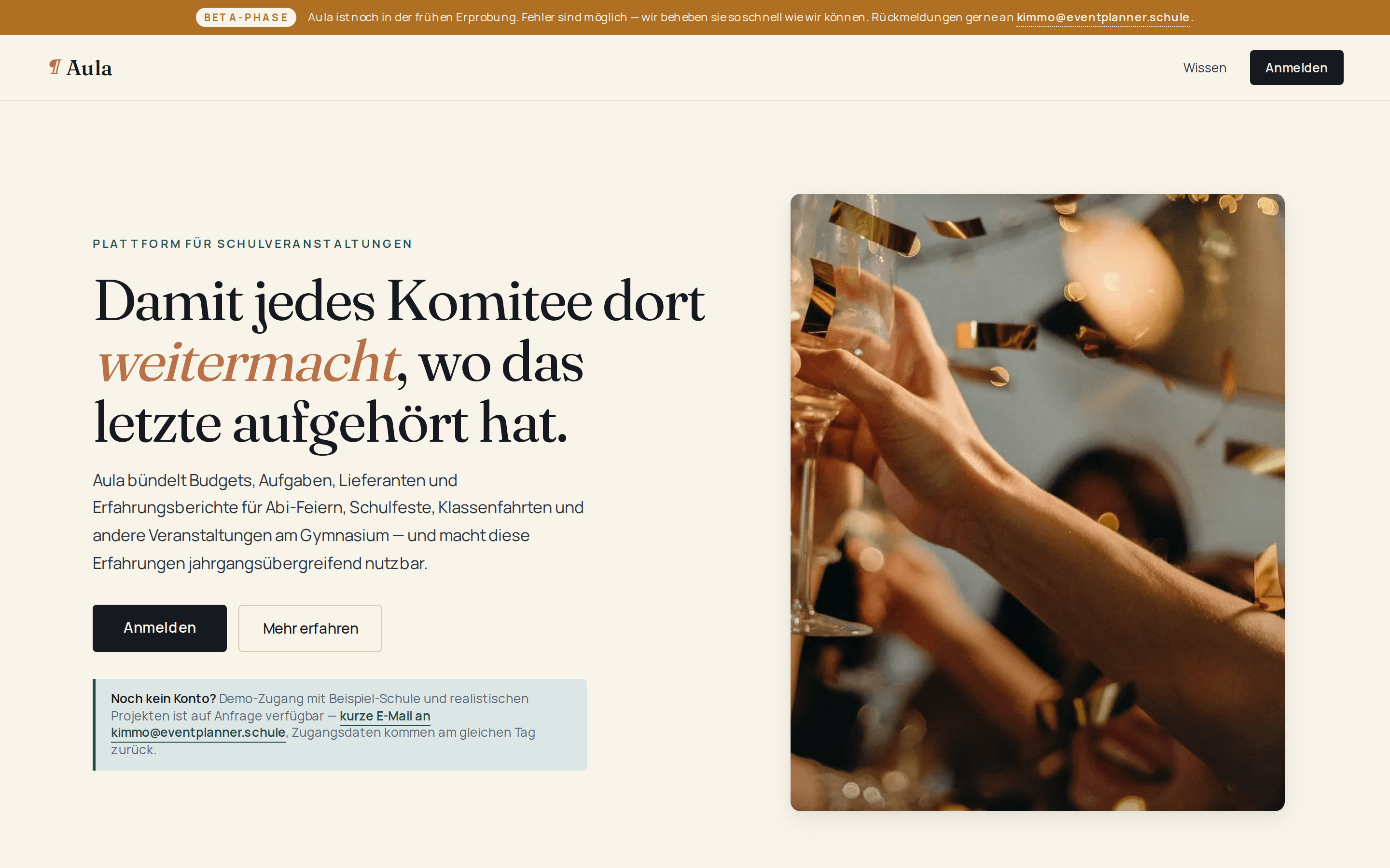 Aula – eventplanner.schule Startseite